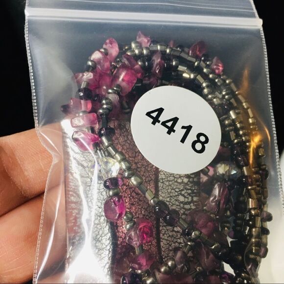 Designer Artisan CG Amethyst Purple Art Glass Necklace 4418 - Picture 9 of 9